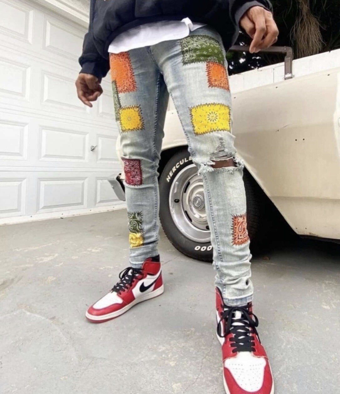 Serenade Freestyle Patchwork Colorful Skinny Dist… - image 9