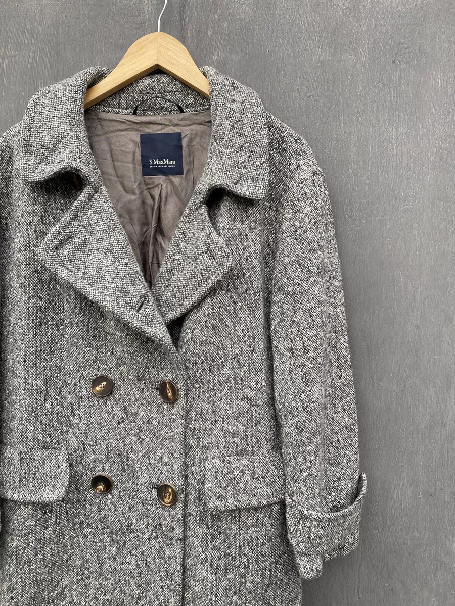 Max Mara wool tweed Double Breasted Coat jacket size uk12
