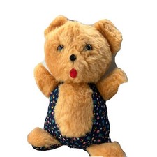 KB Bros Teddy Bear Vintage Brown Floral Jumper Tounge Sticking Out VTG