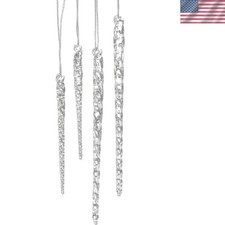 Elegant 24-Piece Clear Glass Icicle Ornament Set for Festive Christmas Trees