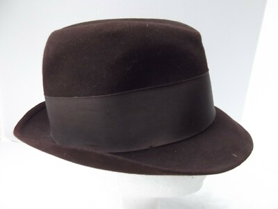 vtg 1950s Dobbs Fifth Avenue New York hat brown fedora bow