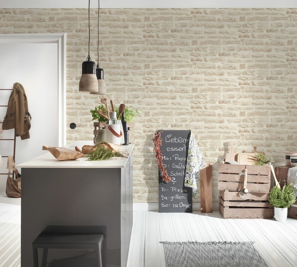 Vlies Tapete Steinoptik Steinmauer Wand Cremeweiß As Creation 35580-3 (2,06€/1Qm-image