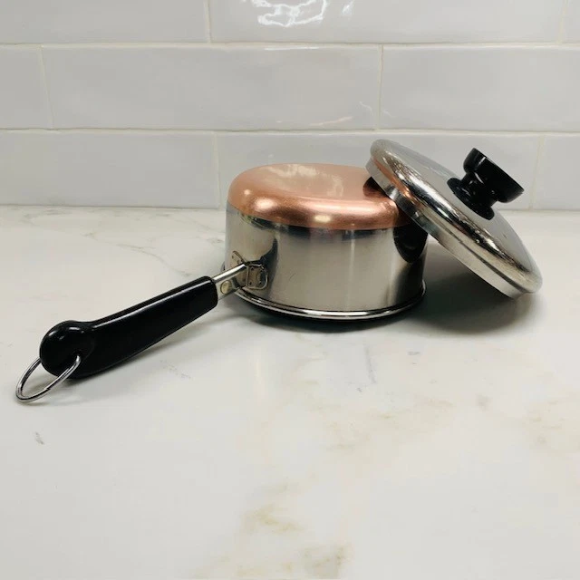 Vintage 1801 Revere Ware 1 Qt. Sauce Pan Copper Bottom w/Lid - 86 Rome, NY