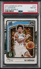 2024 PANINI DONRUSS OPTIC WHITE SPARKLE #277 AJ JOHNSON PSA 8