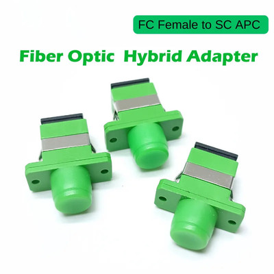 50Pcs Fiber Optical Adapter Coupler FC-SC APC Simplex Flange Connector Adapter