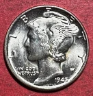 1945 Choice Uncirculated US Mercury SILVER Dime "Philadelphia" Old US Coin!