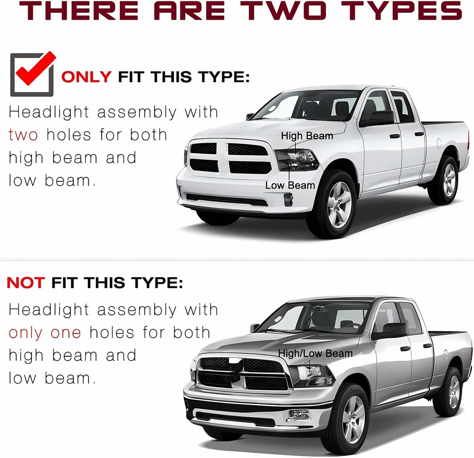 PAIR/2PCS Black Clear Headlights Assembly For Dodge Ram 1500 2500 3500 2009-2018 Foto 3 de 4