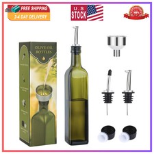 AOZITA 17oz 500ml Glass Olive Oil Dispenser Bottle with Pourers and Funnel