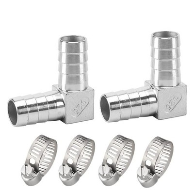 Stainless Steel Hose Barb Fitting 90 Degree Elbow 3/8'' Barbed X 3/8'' Barbed Righ