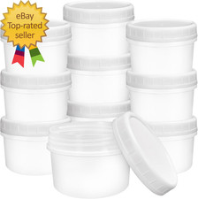 10 Pack 4Oz Reusable Small Plastic Containers with Screw Lids Sauce Condiment Ja