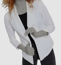 Bar III Womens White Shawl-Collar 3/4-Sleeve Blazer Jacket Petite Size PM