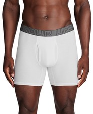 Under Armour Performance Cotton 6" Boxerjock 3-Pack - White / Steel - New