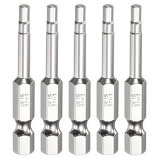 5pcs H3.0 Hex Screwdriver Bit 3.0mm Flat Tip 1/4" Shank 50mm Long Chrome Plated