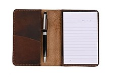 Leather Journal Cover for Top-Bound Memo Books, 3.5 x 5.5 Inch Refillable
