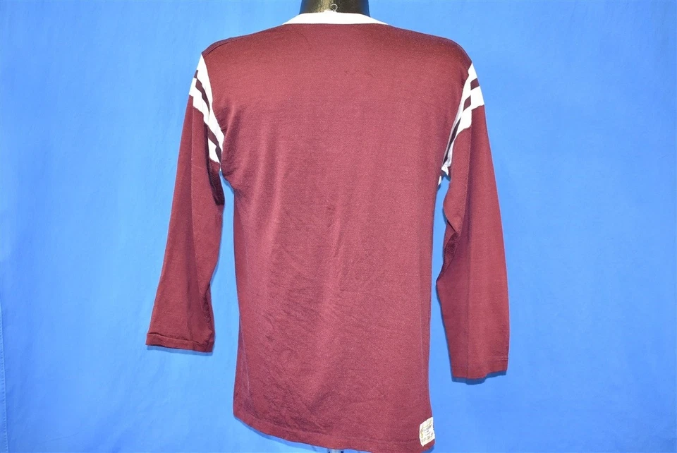 vintage 70s CAMPBELLSVILLE COLLEGE KY MAROON WHITE JERSEY VELVA SHEEN t-shirt M - Image 3 of 4