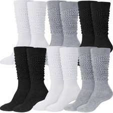 6 Pairs Slouchy Socks For Women Slouch High Boot Thick Stack Cotton Scrunch