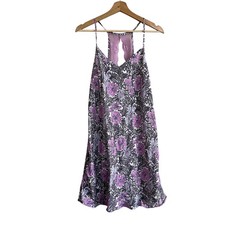 Gilligan  O'Malley sleepwear purple racerback slip dress floral women's size L