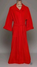 Vintage Vanity Fair - Bold Red Belted Long Robe - Petite Size Medium