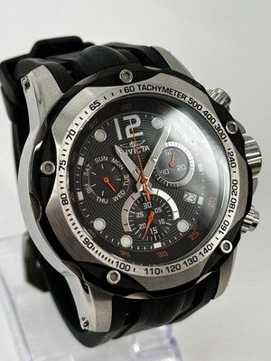 Invicta Men's 51mm SPEEDWAY TURBO SWISS Chronograph BLACK DIAL Black/Orange