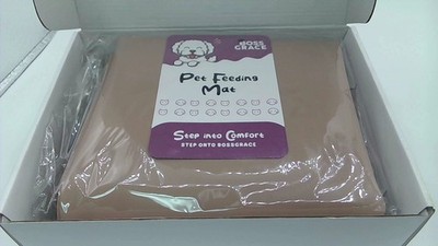 BossGrace Silicone Pet Feeding Mat With Raised Edge, Taupe XL Waterproof