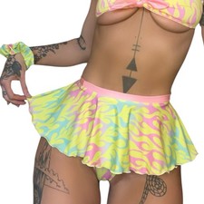 Pastel Flame Micro Mini Circle Skirt - EXOTIC DANCEWEAR - RAVEWEAR - M
