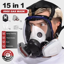15 IN 1 6900 LRG Full Face PPE Gas Mask Respirator Spraying Painter Painting USA