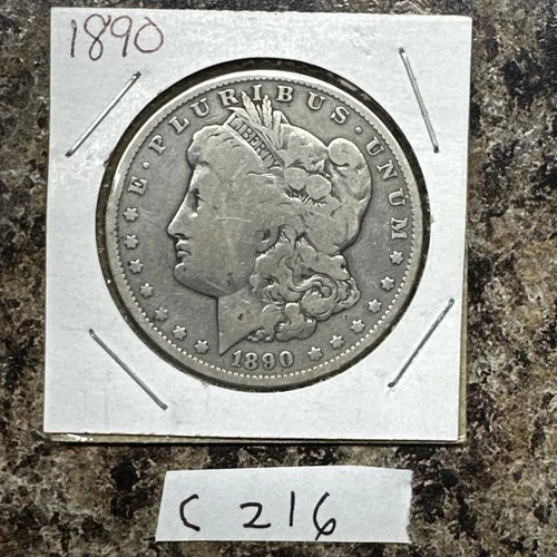 1890 Morgan Silver Dollar, 90% Silver, Fine, Philadelphia Mint C216