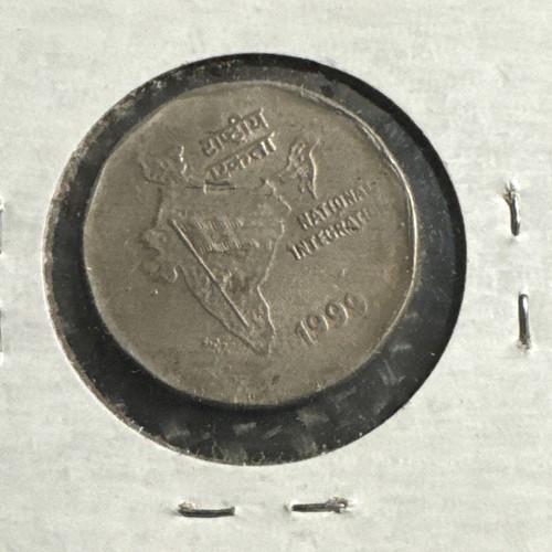 1999 (H) India 2 Rupees (National Integration) RARE WORLD COIN - Bin 3 - Picture 3 of 6