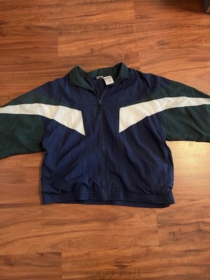 Vintage Nike Windbreaker Jacket Navy Green White Oversized 90s XL