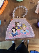 Disney Parks Princess Pink Glitter Vinyl Shell Purse Belle Cinderella Snow White