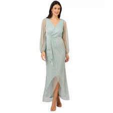 ADRIANNA PAPELL NWT 229 Metallic Mesh Bishop Sleeve Gown Size 8