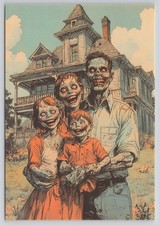 Zombie Family Haunted House New 2025 Image Card 4x6 Blank Back