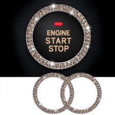 WHALETAIL 2PCS Bling Crystal Rhinestone Car Engine Start Ring Stickers, Key I...