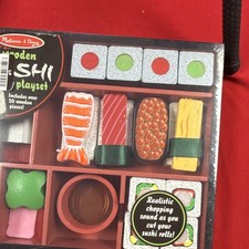 Melissa Doug Sushi Slicing Wooden Play Food Set 20 Pieces -Ages 3 New