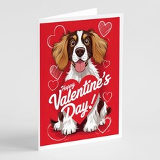 Caroline's Treasures Welsh Springer Spaniel Happy Valentines Greeting Cards Pk 8