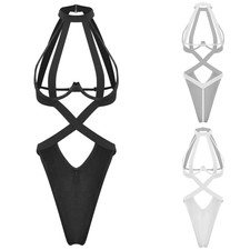 Womens Bodysuit Mesh See Through Underwire High Cut Thong Jumpsuit Micro Leotard