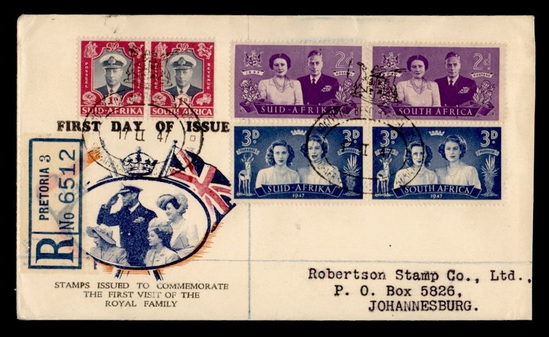 DR WHO 1947 SOUTH AFRICA FDC ROYAL VISIT KGVI R78601