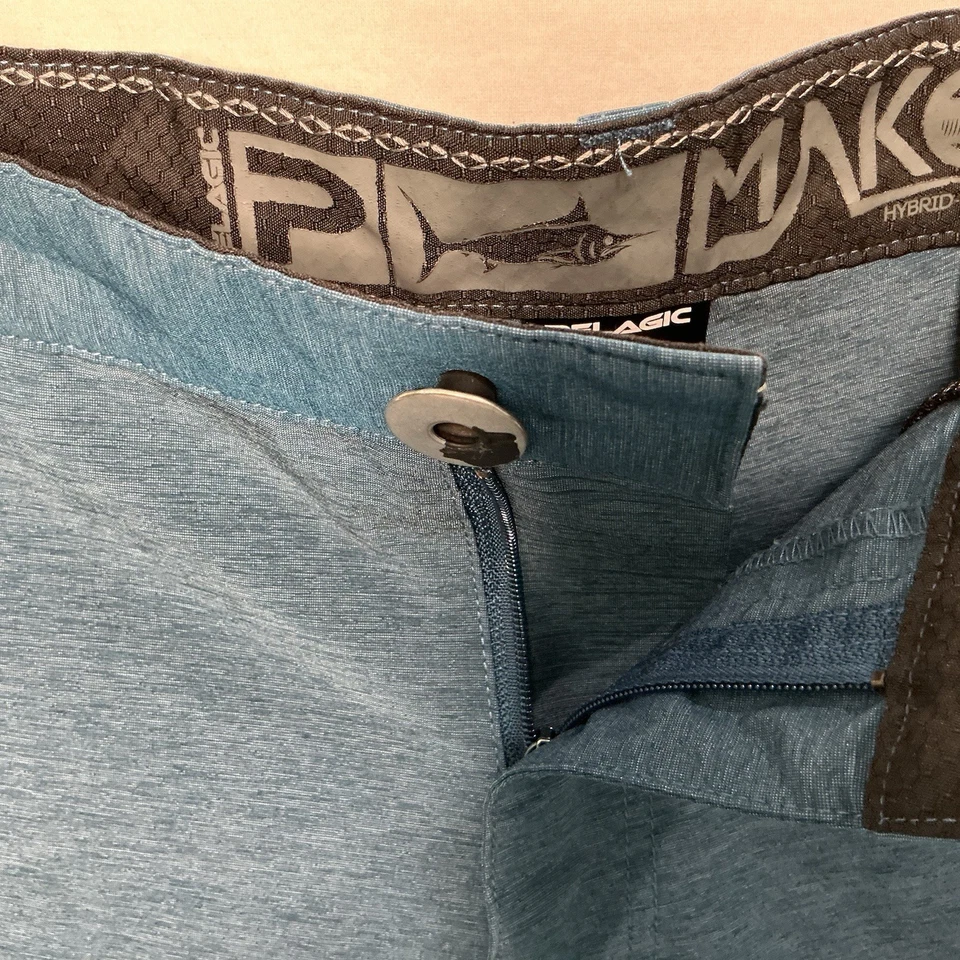 Pantalones Cortos de Rendimiento Híbrido Pelagic Mako Para Hombre 32 Azul Pesca Exterior Ligeros Foto 3 de 4