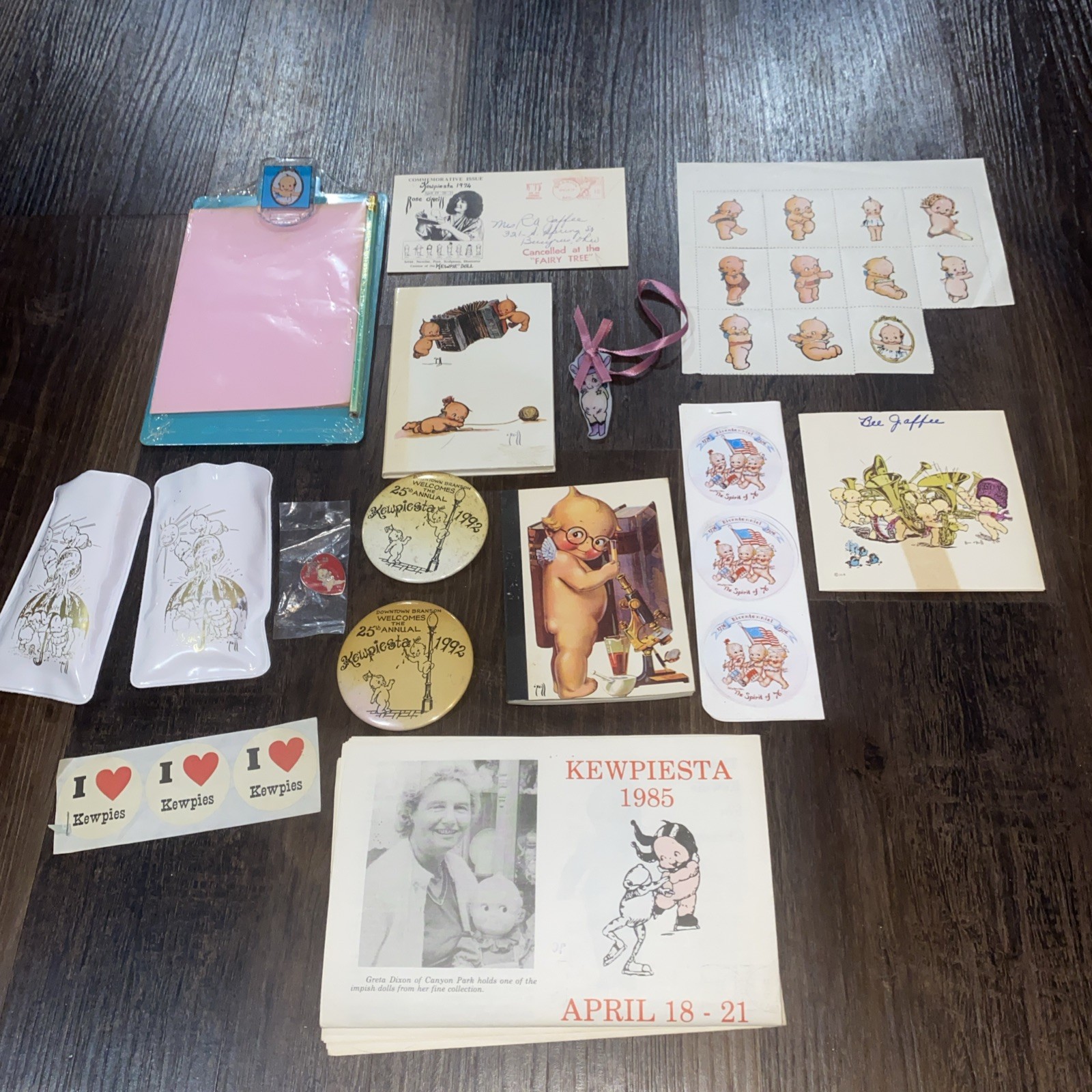 Vintage kewpiesta 1992 memorabilia collection kewpie ephemera buttons pins