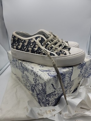 Authentic Dior Walk 'n' Dior Embroidered Canvas Deep Blue  Dior Oblique S36,5-37