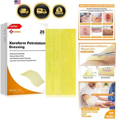 Medical Xeroform Petrolatum Dressing 5''x9'', 25 Individual Pack, Non-Adherent ...