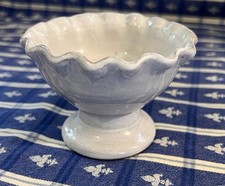 White Ceramic Compote Bowl with Ruffled / Sca...
