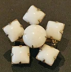 Milk Glass & Rhinestone Vintage Brooch Pin Snowflake Star Wreath