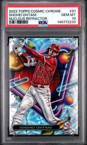 2023 TOPPS COSMIC CHROME SHOHEI OHTANI NUCLEUS REFRACTOR #91 PSA 10