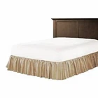 3 Side Dust Ruffled Bed Skirt, Solid Taupe 640 TC Egyptian Cotton - Open Corner