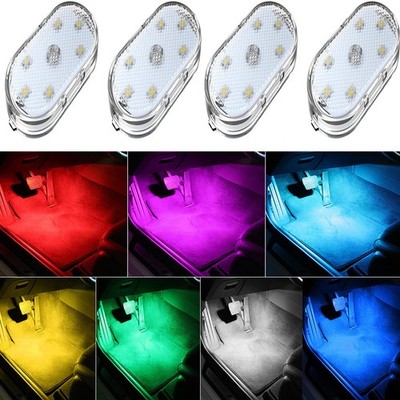 4Pcs Wireless LED Lights for Car Interior,7 Colors Ambient Lighting 7 