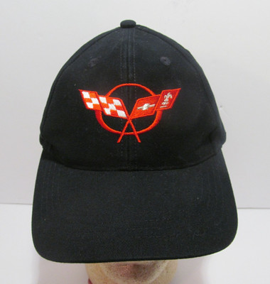 Vintage Mid-American Chevrolet CORVETTE Flags Logo OSFM Cap Hat - Taiwan