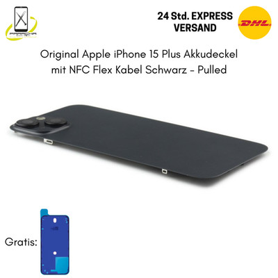 Original Apple iPhone 15 Plus AKkudeckel Back Cover mit NFC Blitz Flex - Schwarz