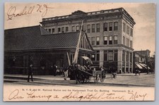 NYS & W Railroad Station Hackensack Trust Co NJ New Jersey UDB Postcard R1