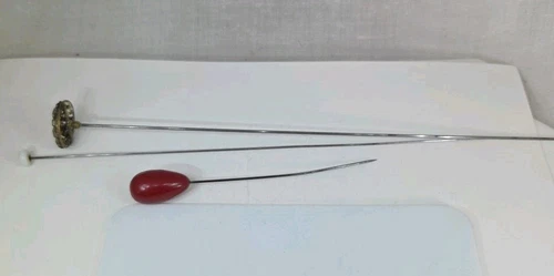 Antique Victorian Hat Pins Rhinestones Milk Glass Metal Bundle Job Lot Vintage